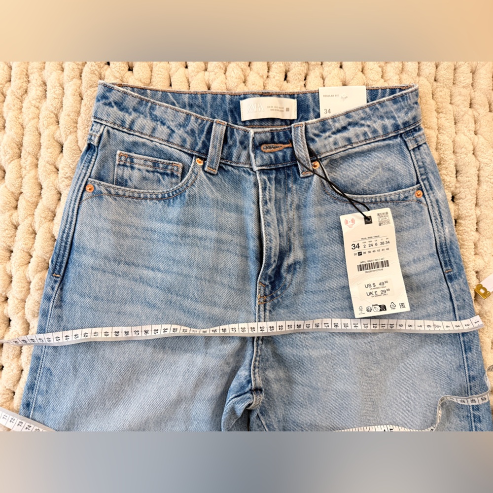 ZARA High-Waist Regular Fit Blue – Size 2 (EU 34) - Picture 13 of 13